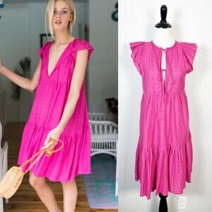Emerson Fry Pink Ruffle Sleeve Dress